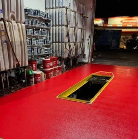 red solid epoxy flooring for take 5 oil