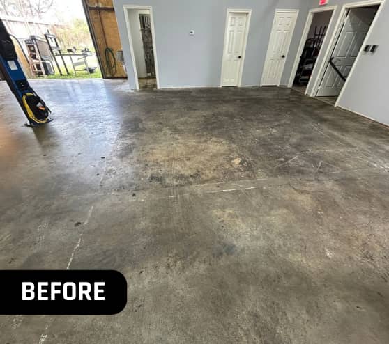 Before Solid Epoxy Flooring for Spring European Autowerks in Spring, TX