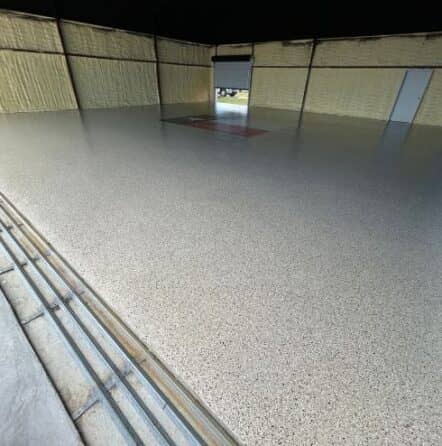new Camel Epoxy Flake Flooring for homeowner hangar