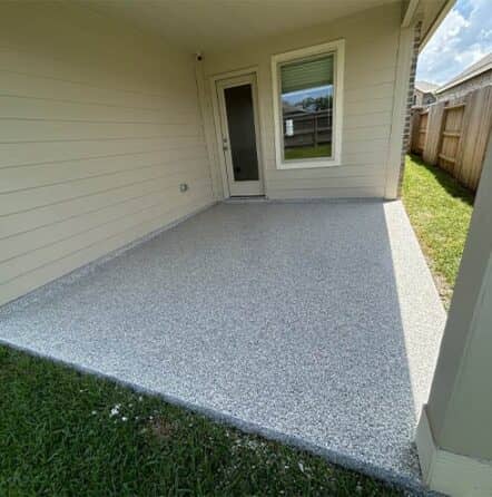 homeowner patio with fresh epoxy flooring