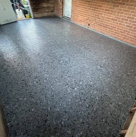 new epoxy flooring installed for homeowner back patio