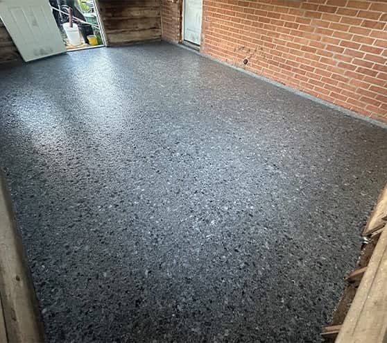 new epoxy flooring installed for homeowner back patio