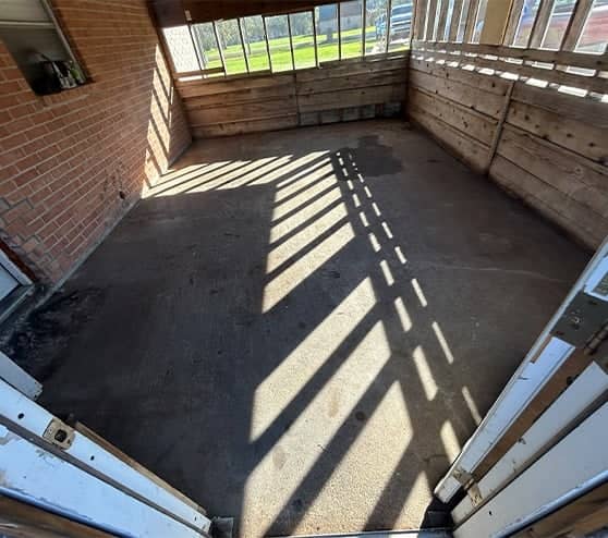 back patio before new flooring installed
