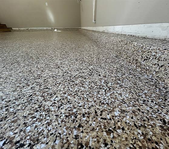 close-up of epoxy flake flooring