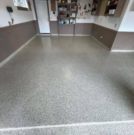 epoxy flake flooring installed for homeowner garage