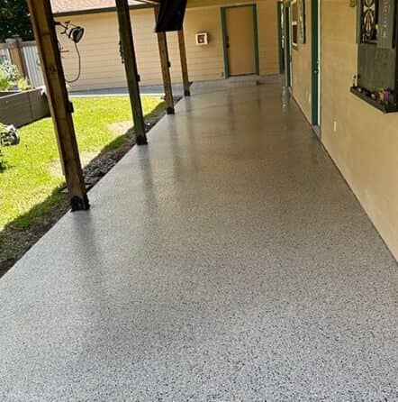 patio with fresh epoxy flooring for homeowner patio