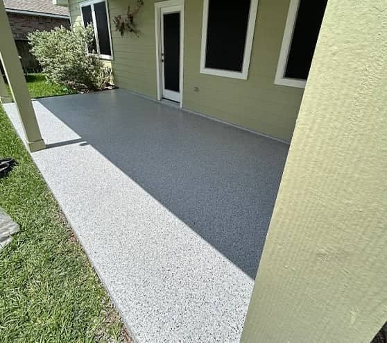 close-up of epoxy flooring for homeowner patio