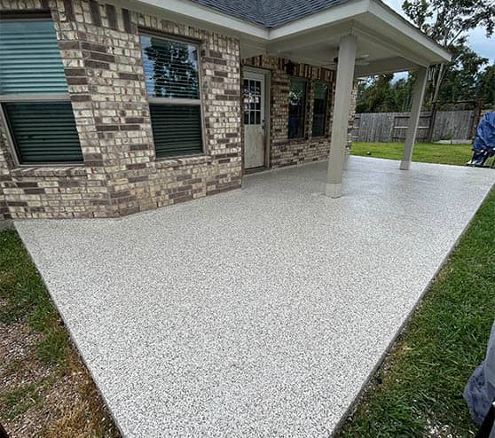 epoxy flake flooring for homeowner patio