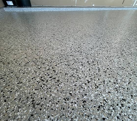 close-up of epoxy flake flooring