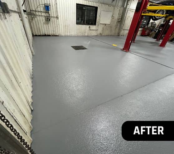 after portrait of Gullo Toyota and Mazda garage with new solid epoxy flooring installed