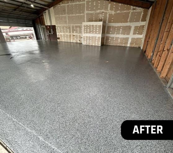 hangar with new epoxy flooring installed