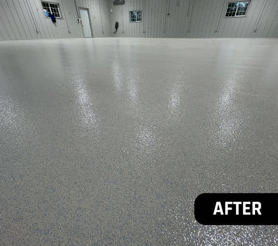 close-up of solid epoxy flooring after portrait