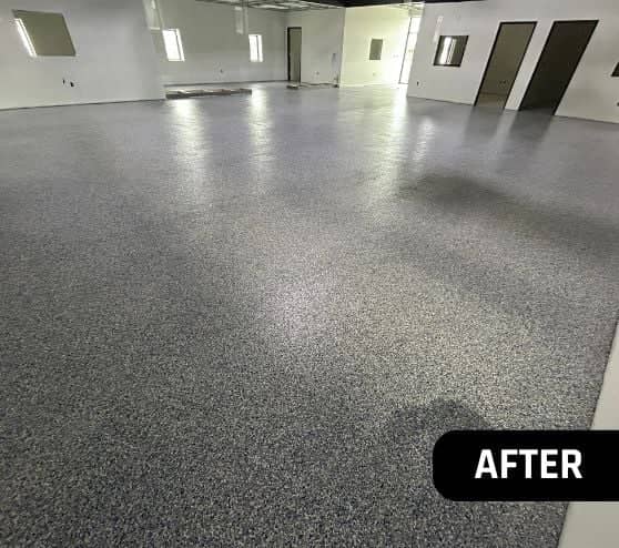 showroom with new epoxy flooring installed