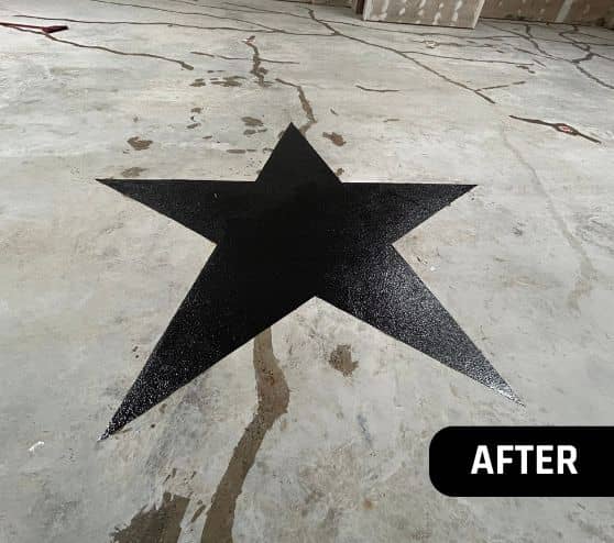 close-up of black star painted on flooring