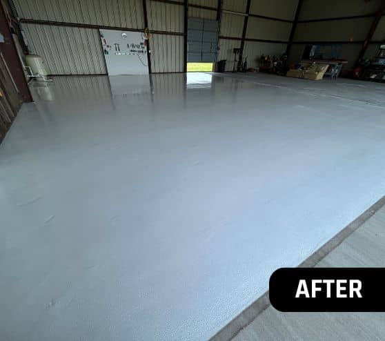 airplane hangar after new solid epoxy flooring installed
