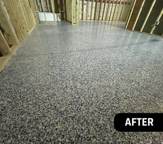 close-up of epoxy flooring for homeowner game room