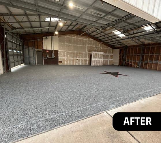 homeowner hangar with new epoxy flooring portrait