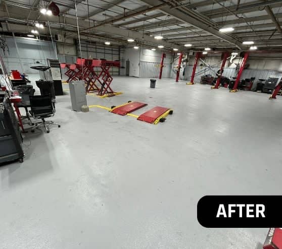 Gullo Toyota and Mazda garage with solid epoxy flooring installed