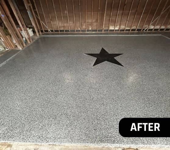 front view of homeowner hangar with new epoxy flooring installed