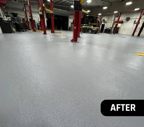 Gullo Toyota and Mazda garage with new solid epoxy flooring installed