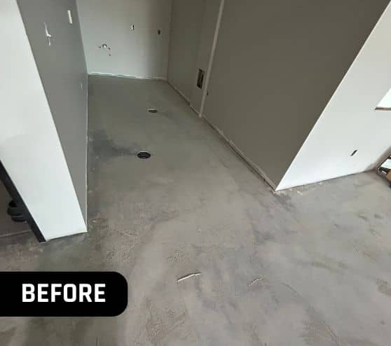 before portrait of a showroom with concrete flooring
