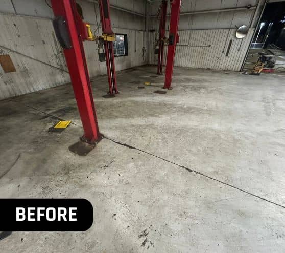 before portrait of old concrete flooring at Gullo Toyota and Mazda garage