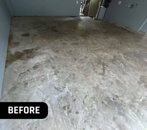 before portrait of homeowner garage with concrete flooring