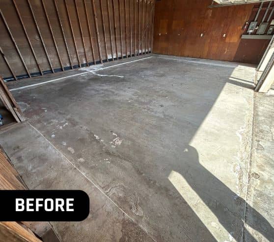 before portrait of homeowner hangar before new flooring installed