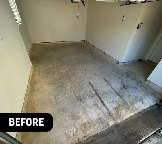 before portrait of homeowner garage before new flooring