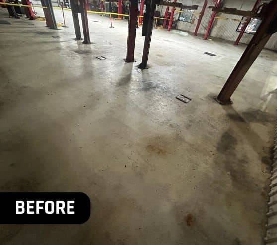 before portrait of garage with old concrete flooring