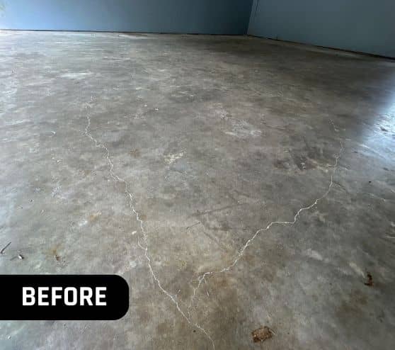 concrete flooring in homeowner garage before portrait