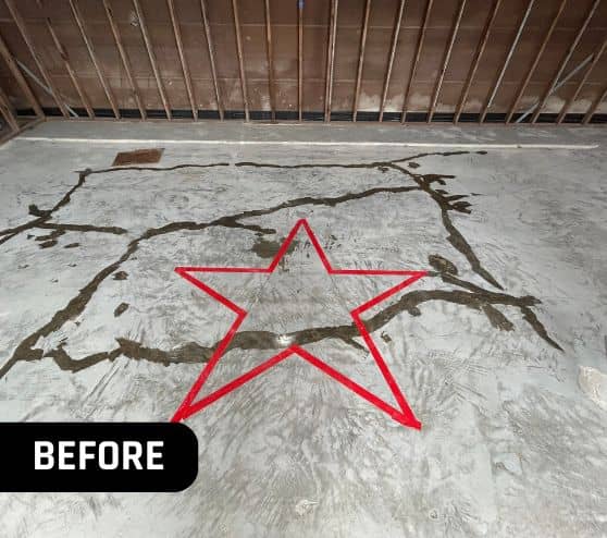 before portrait of homeowner hangar with concrete flooring