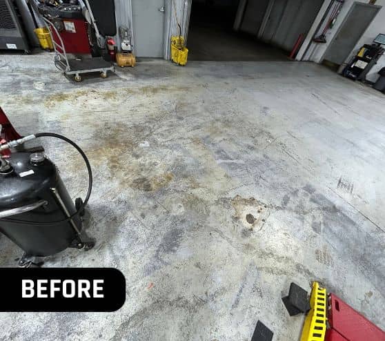 Gullo Toyota and Mazda garage with old concrete flooring