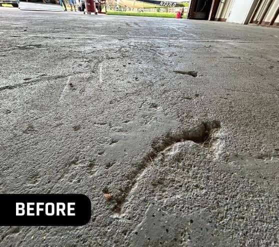 old concrete flooring for airplane hangar