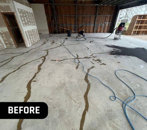 before portrait of homeowner hangar with sealing cracks repair