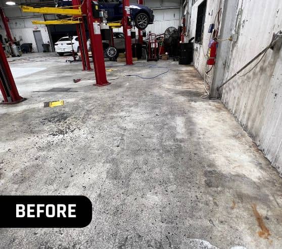 close-up of old concrete flooring at Gullo Toyota and Mazda