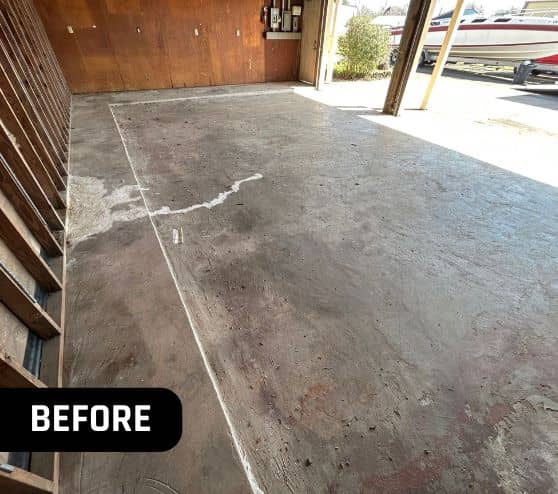 before portrait of homeowner hangar before new flooring