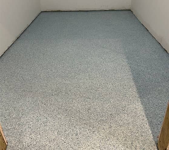 maui blue epoxy flake flooring for homeowner