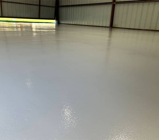 close-up of epoxy flooring installed for Aircraft Hangar