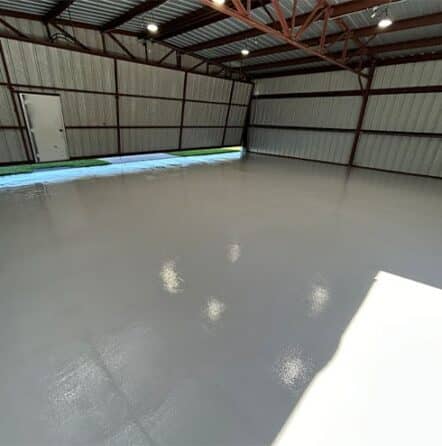 Aircraft Hangar with freshly installed epoxy flooring