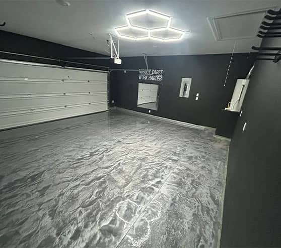 solid epoxy flooring installed for homeowner garage