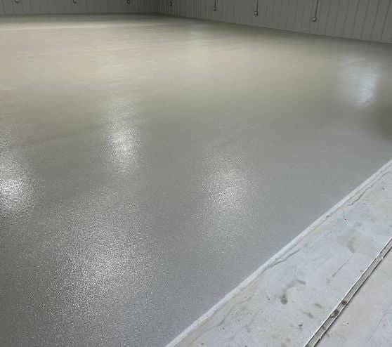 close-up of solid epoxy flooring for homeowner hangar