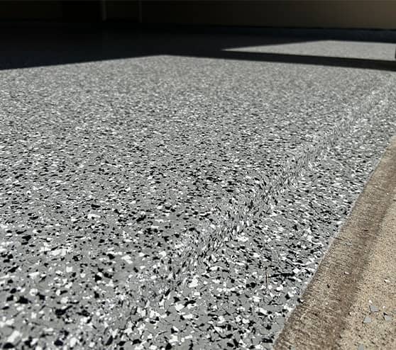 close-up of gray whisper epoxy flooring