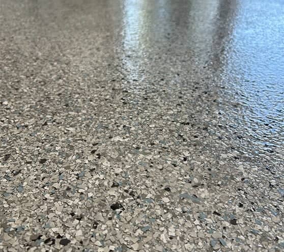 close-up of whisper grey epoxy flooring