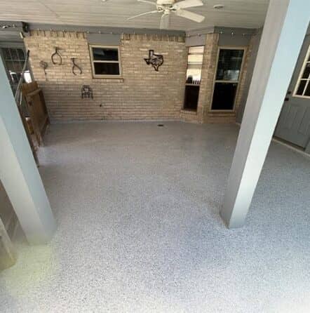 patio with new epoxy flooring
