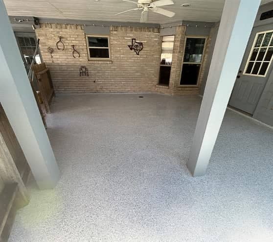 patio with new epoxy flooring