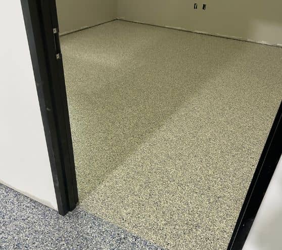 close-up of an office with new epoxy flooring