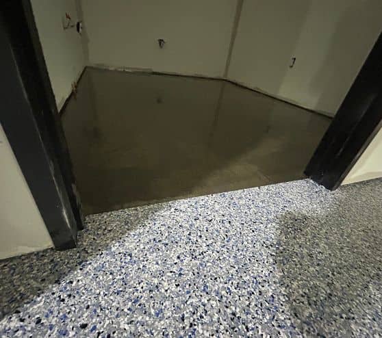 epoxy flake flooring for office spaces and showrooms