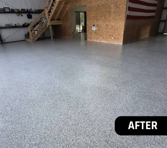 After Custom Epoxy Flake Workshop Job for Homeowner in Huntsville, TX