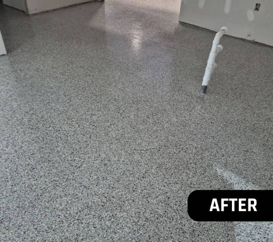 After Custom Epoxy Flake Workshop Work for Homeowner in Huntsville, TX
